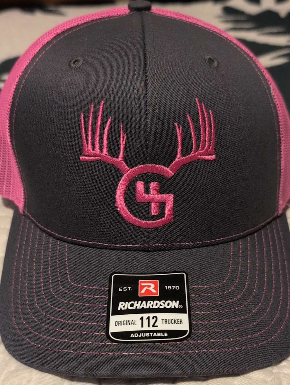 Richardson Trucker Hat with Pink Antler Logo